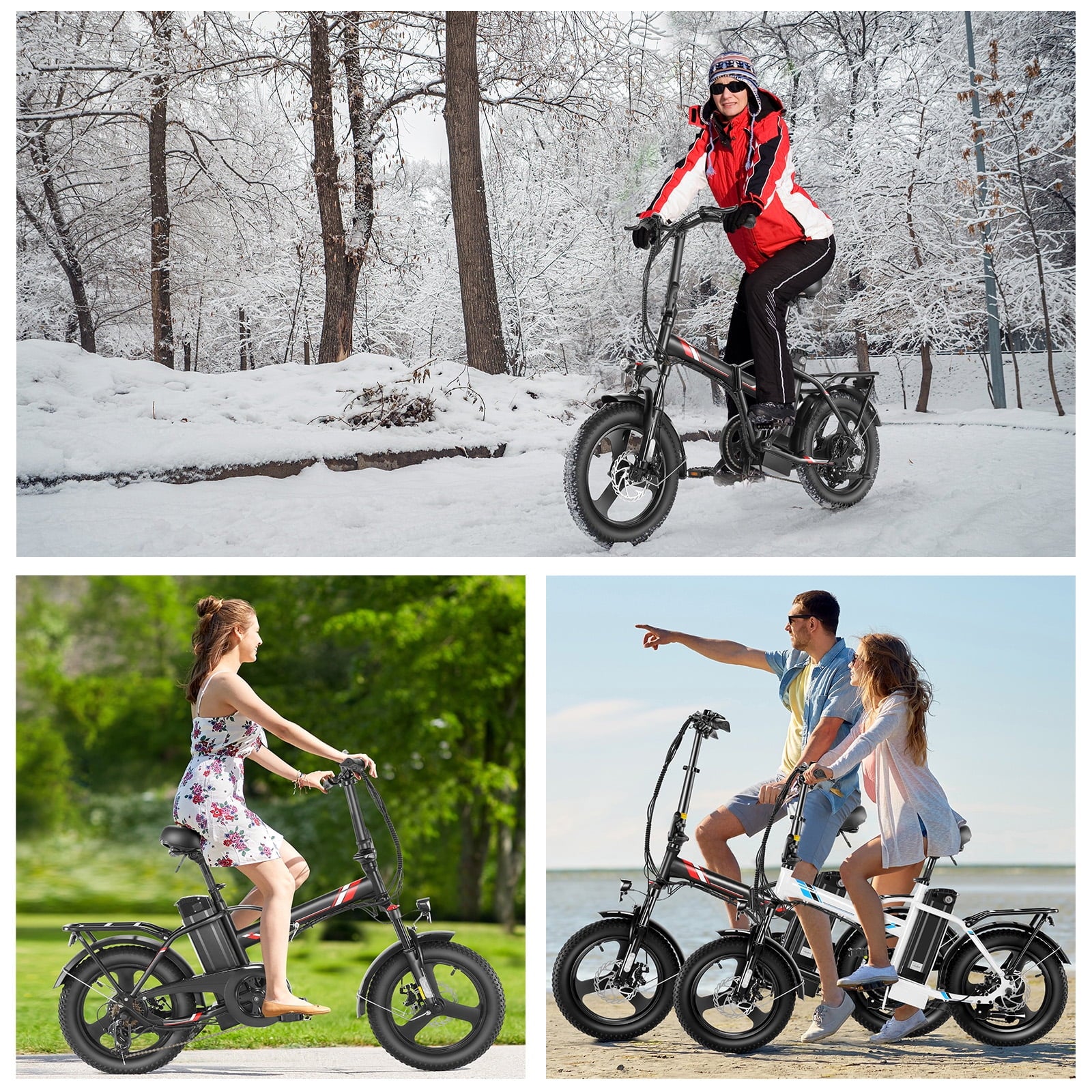 Gocio Electric Bike Fat Tire Folding Electric Bicycle for Adults with LCD Display, 350W Ebike 48V City Bike with 374.4wh Removable Battery Shimano 7 Speed Commuting Hybrid Bike UL2849