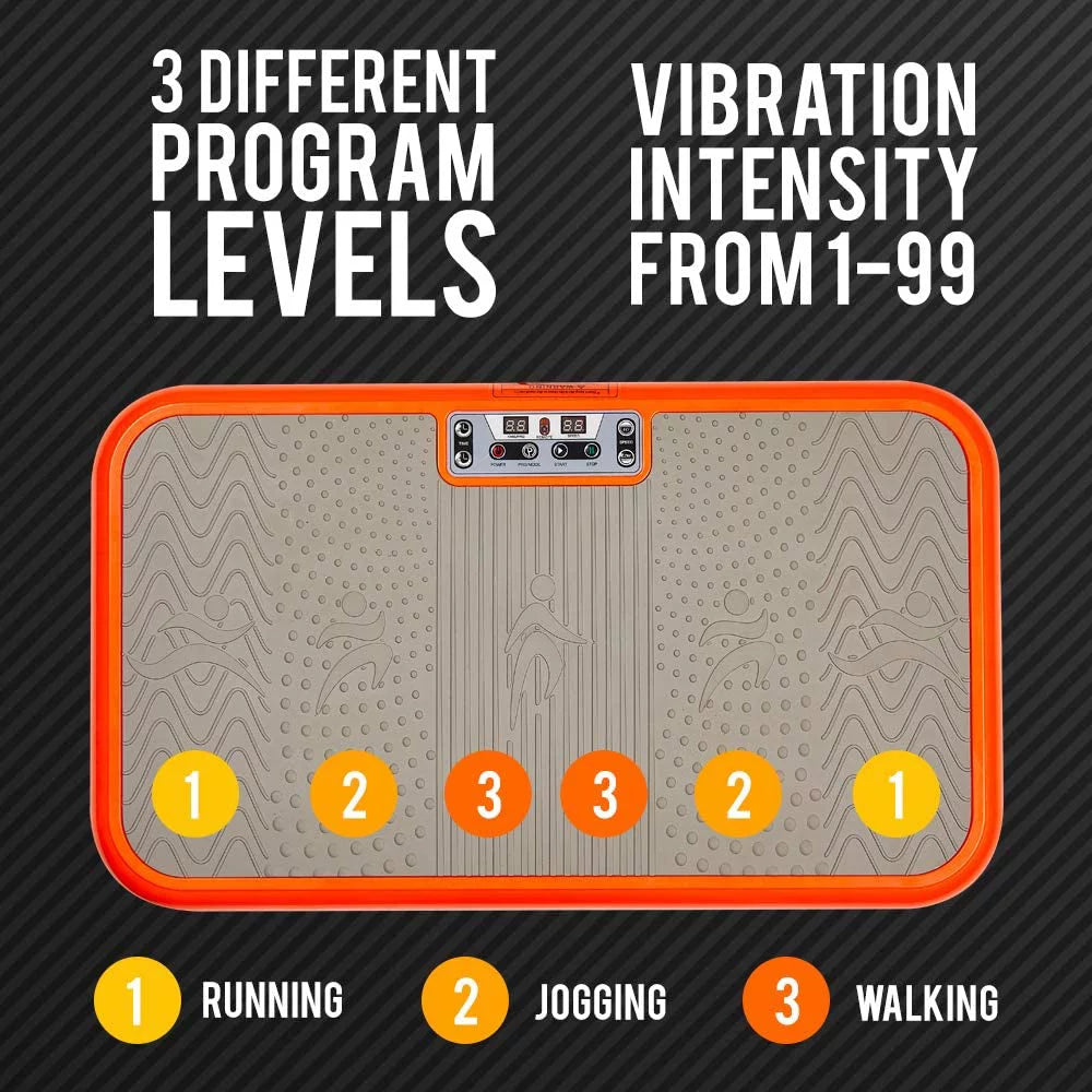 Powerfit Elite Vibration Plate Exercise Machine with Loop Resistance Bands - Whole Body Workout Fitness Platform for Home Training and Shaping