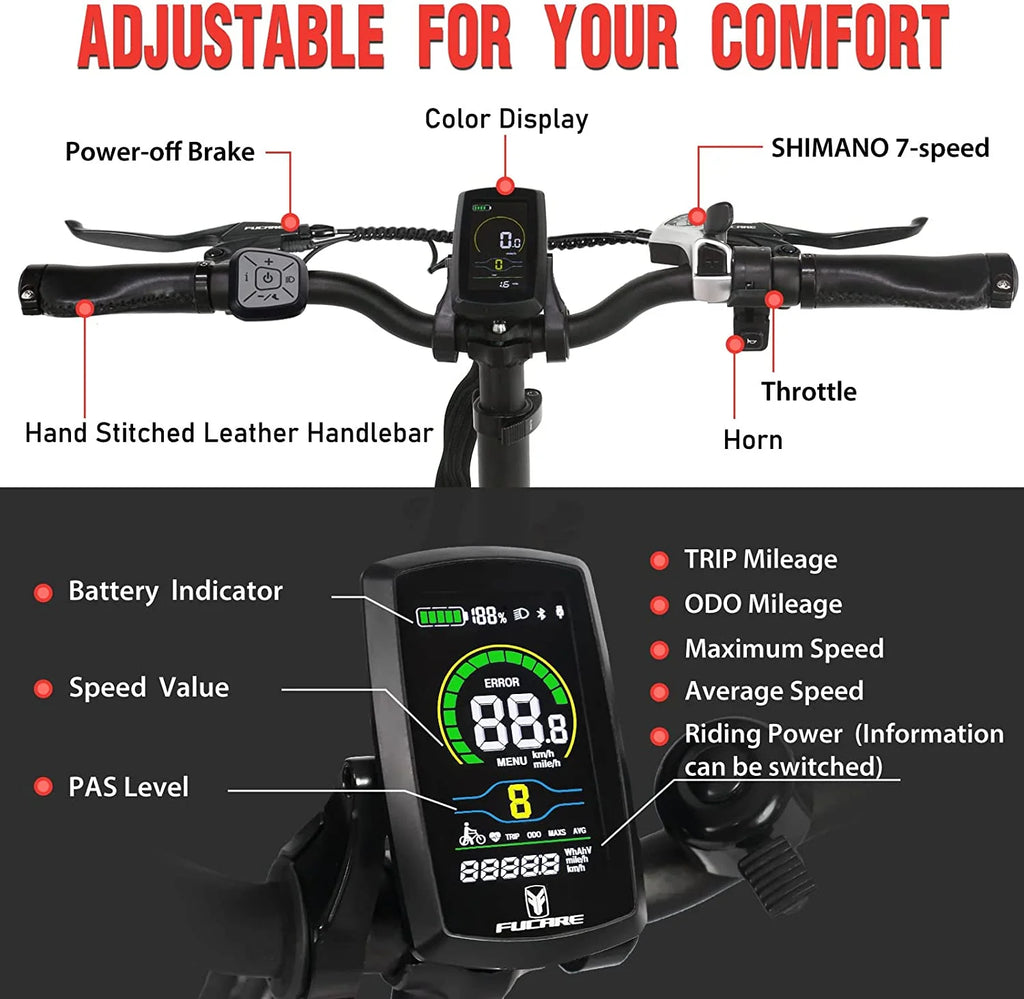 Fucare 20" 4.0 Fat Tire Ebike,Folding Electric Bike for Adults,750W 48V 15Ah Removable Battery E Bike, 28Mph Shimano 7 Speed Durable Ebikes
