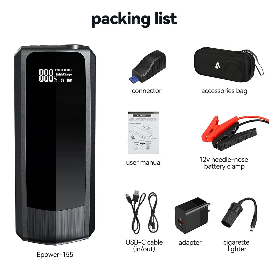 Audew (Andeman) Car Jump Starter, 2000A Peak 20000mAh Battery Jump Starter, Start Any Gas Engine or up to 8.5L Diesel Engine, 12V Car Jumper, Battery Booster Power Pack, Quick Charge 3.0 Ports, Red