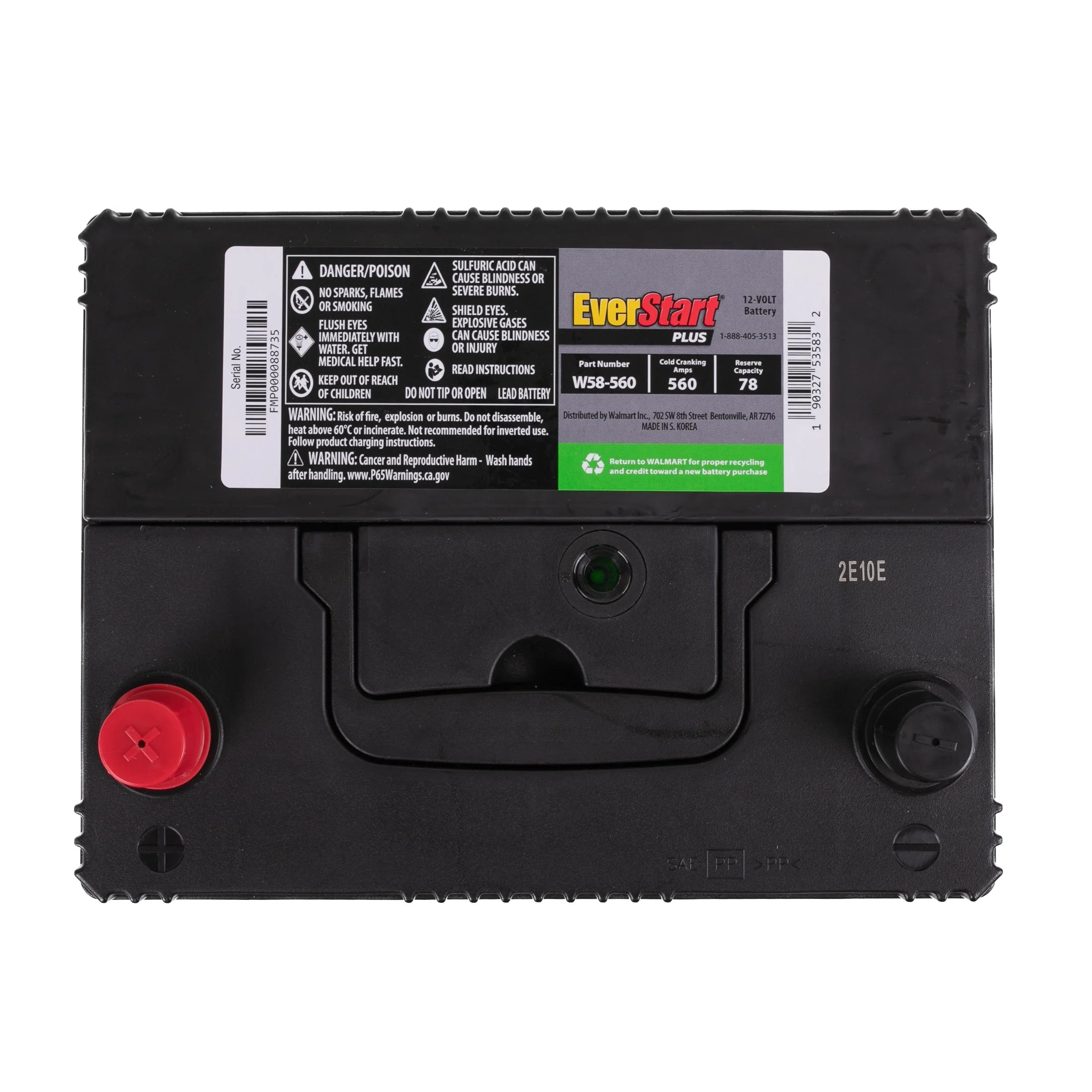 EverStart Plus Lead Acid Automotive Battery, Group Size 58 (12 Volt/550 CCA)