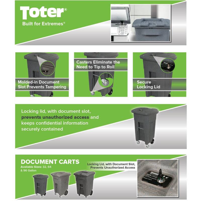 96 Gal. Graystone Document Trash Can with Wheels and Lid Lock (2 Caster Wheels 2 Stationary Wheels)