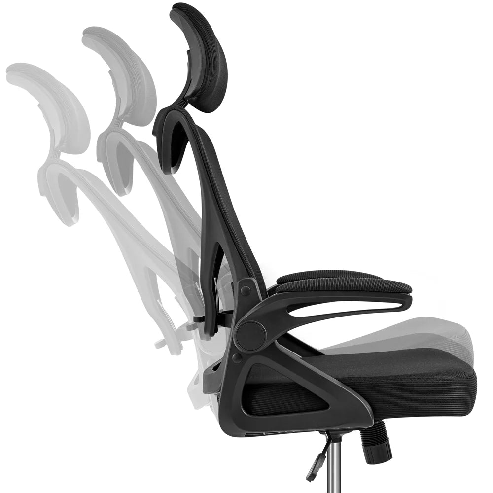Topeakmart High Back Ergonomic Mesh Office Chair with 90° Flip-up Armrest, White/Black