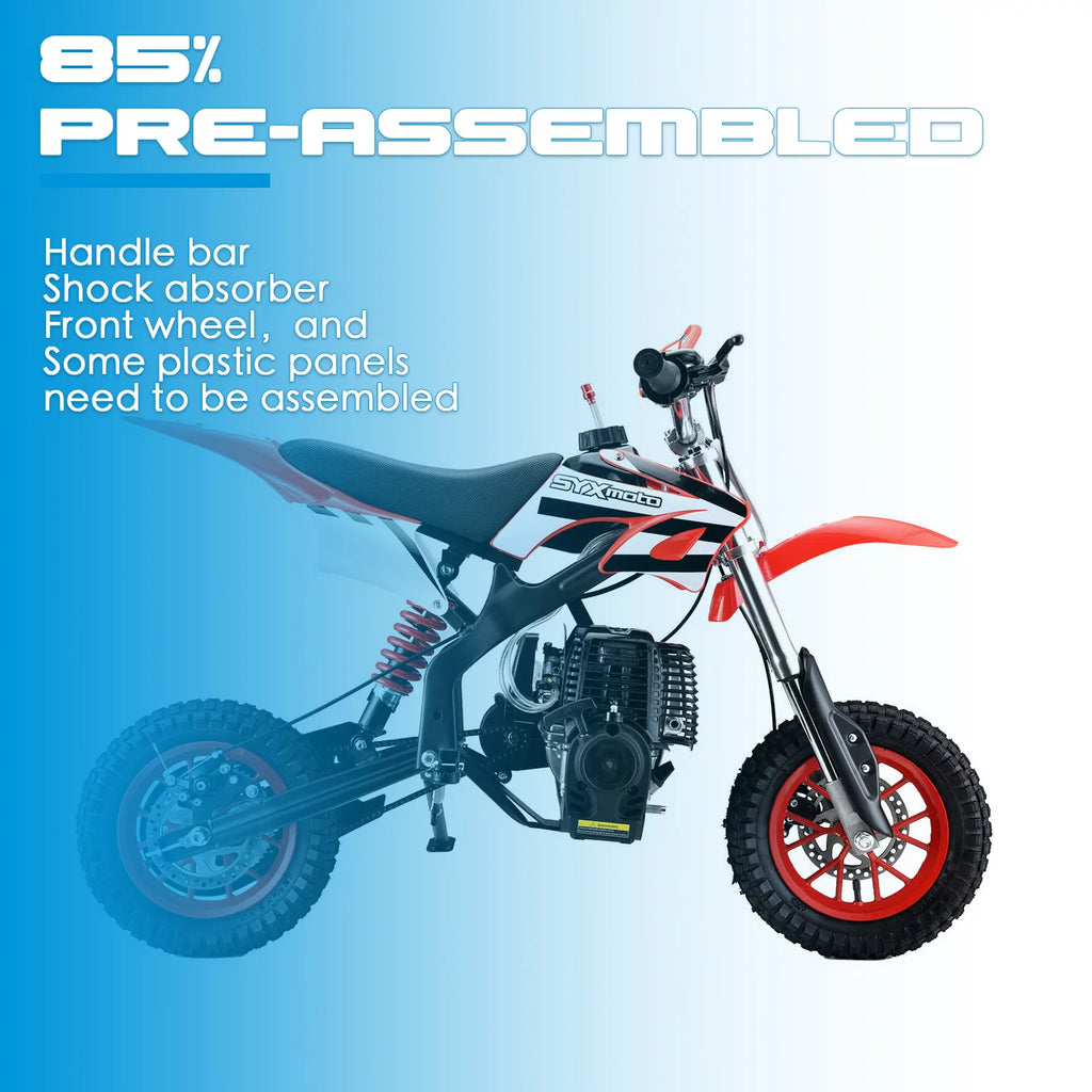 SYX MOTO MT-2 Gas Power 40cc 4 Stroke Kids Dirt Bike, Pull Start, Red, Brand New