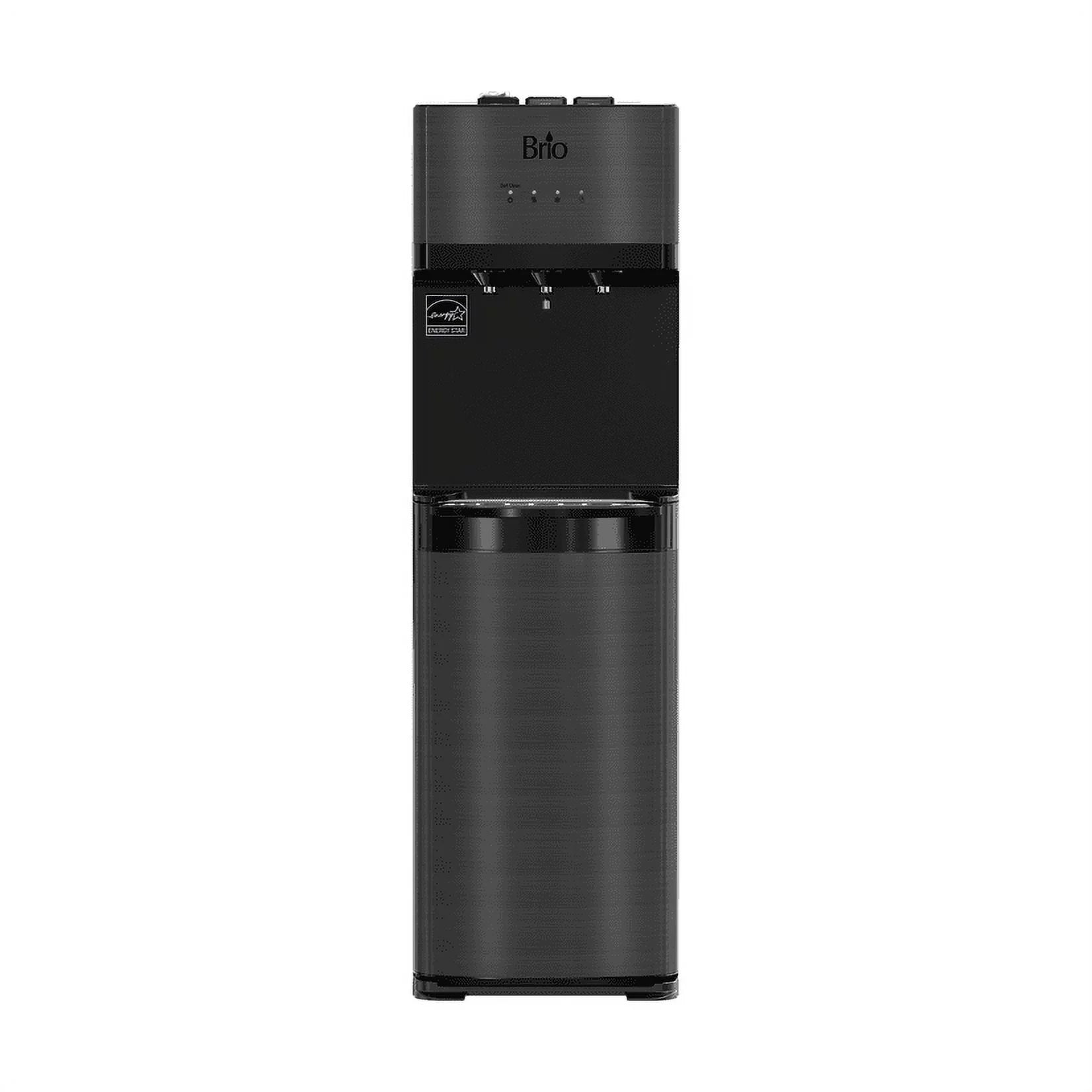 Brio 500 Series Self Cleaning Bottom Loading 3-5 Gallon Capacity Tri-Temperature Water Cooler Dispenser with Hot Water Up To 198 Degrees, Cold Water Down To 39 Degrees and Room Temperature Water