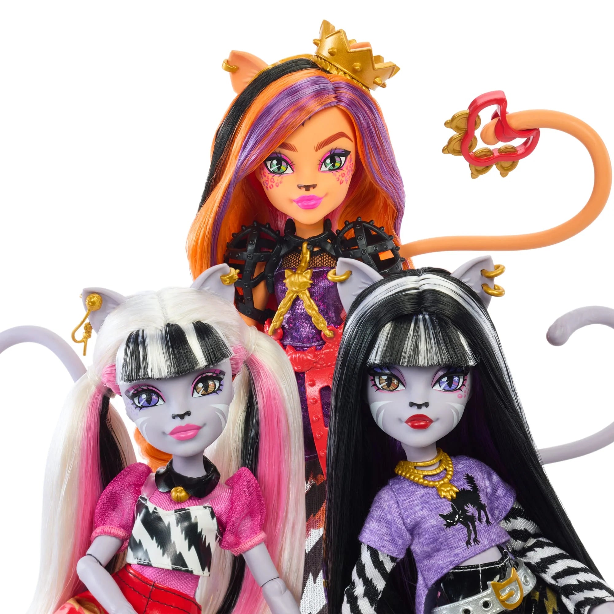 Monster High Dolls, the Hissfits Band three-Pack With Toralei Stripe, Meowlody And Purrsephone