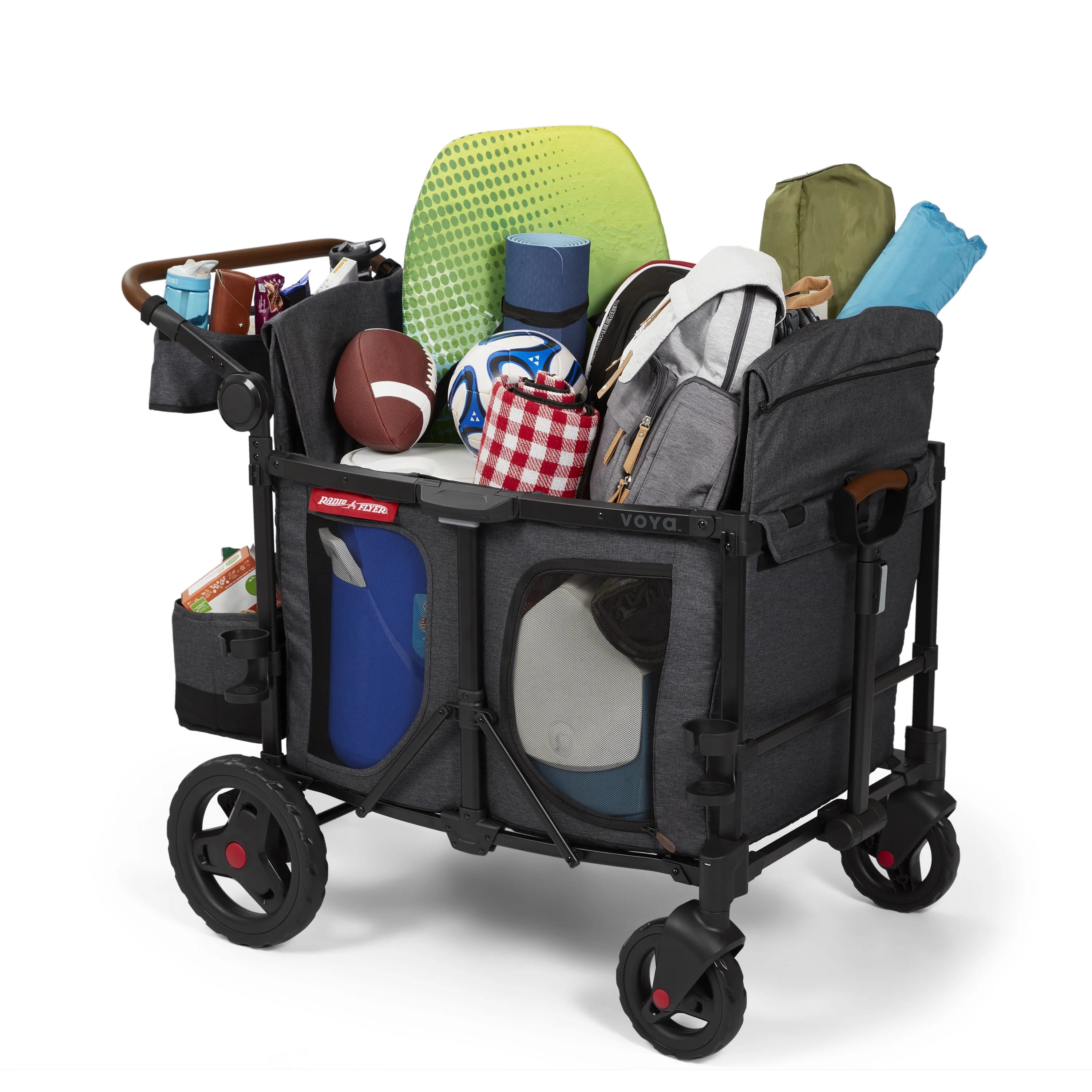 Radio Flyer, Voya™ XT Quad Stroller Wagon, Premium Stroller Wagon for 4 Kids, Accessories Included