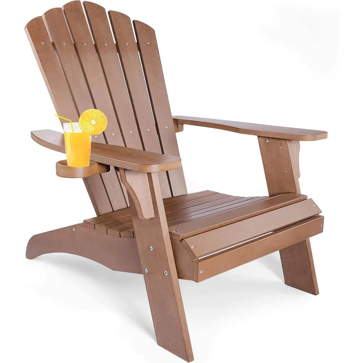 Oversized Adirondack Chair with Cup Holder Made with All-Weather Fade-Resistant Poly Lumber & 350lb