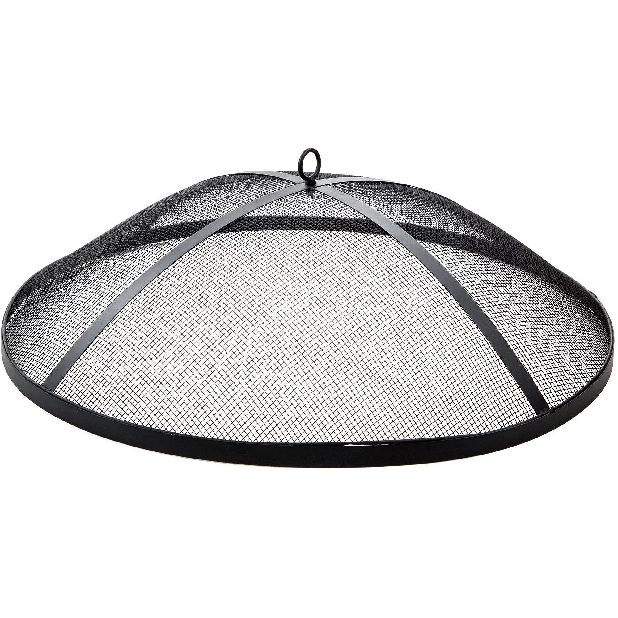 Sun Joe 35" Wood Burning Fire Pit with Dome Screen & Poker, Cast Stone Base, Natural Stone