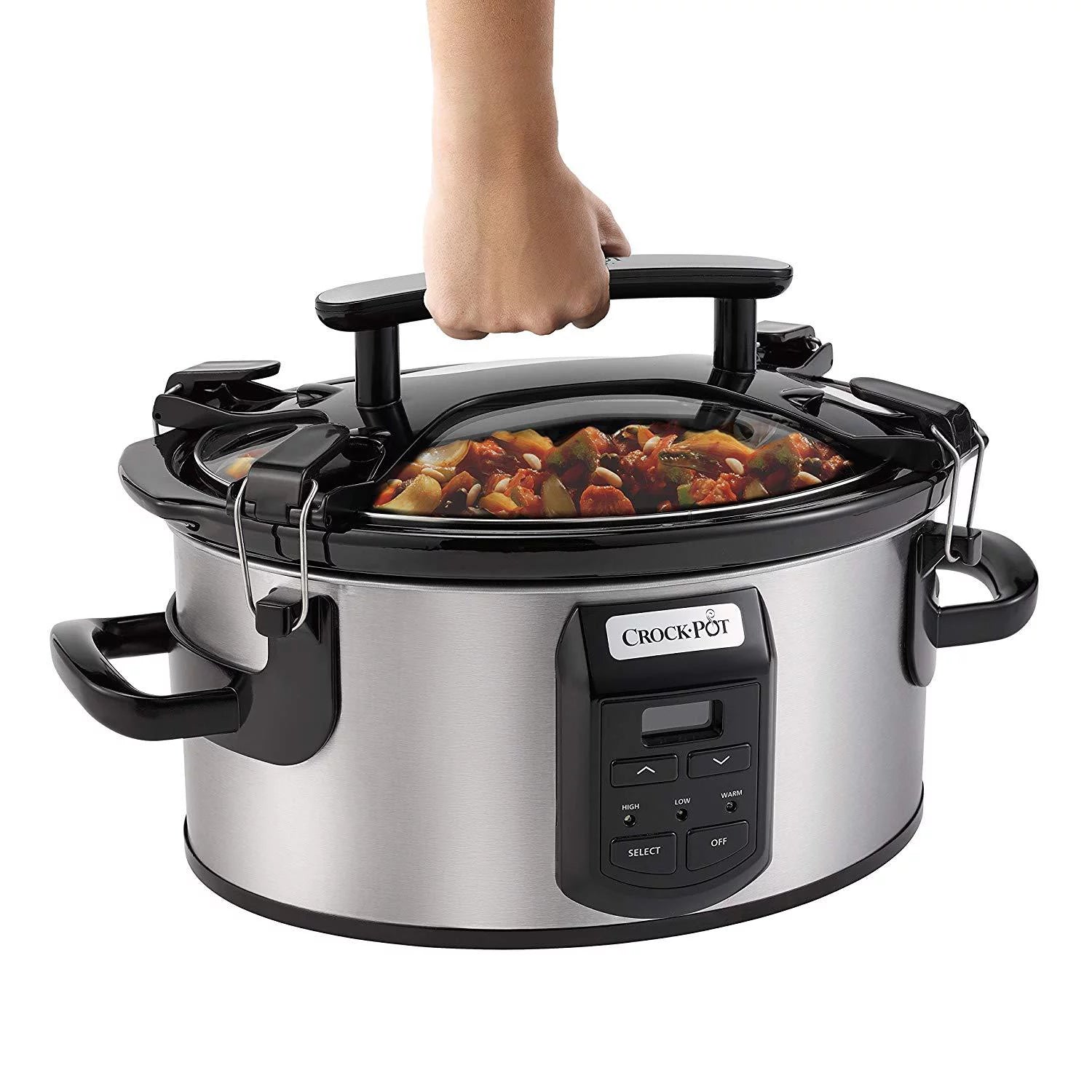 Crockpot SCCPVS600ECP-S Crock-Pot Cook and Carry Portable Slow Cooker with Digital Control, 6 Quart, Silver