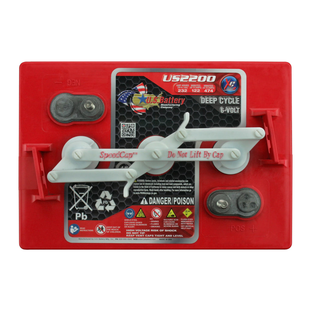 US Battery 6V 232 Ah Deep Cycle FLA Battery: GC2 Group Size, 4 Pack