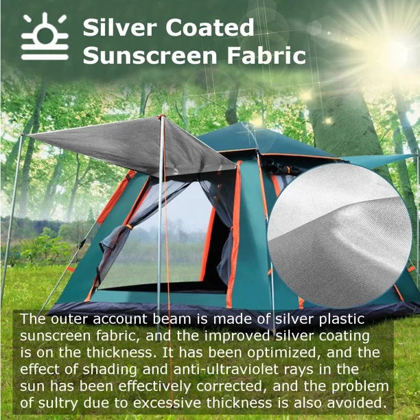 Dingrich Family Camping Tent for 4/5 Person Automatic Opening Instant Pop Up Hiking (Green)
