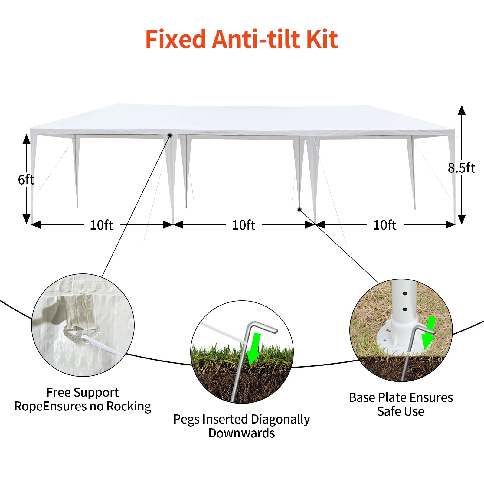 SYTHERS 10 x 30 FT Outdoor Party Tent, Heavy Duty Canopy Waterproof BBQ Backyard Gazebo