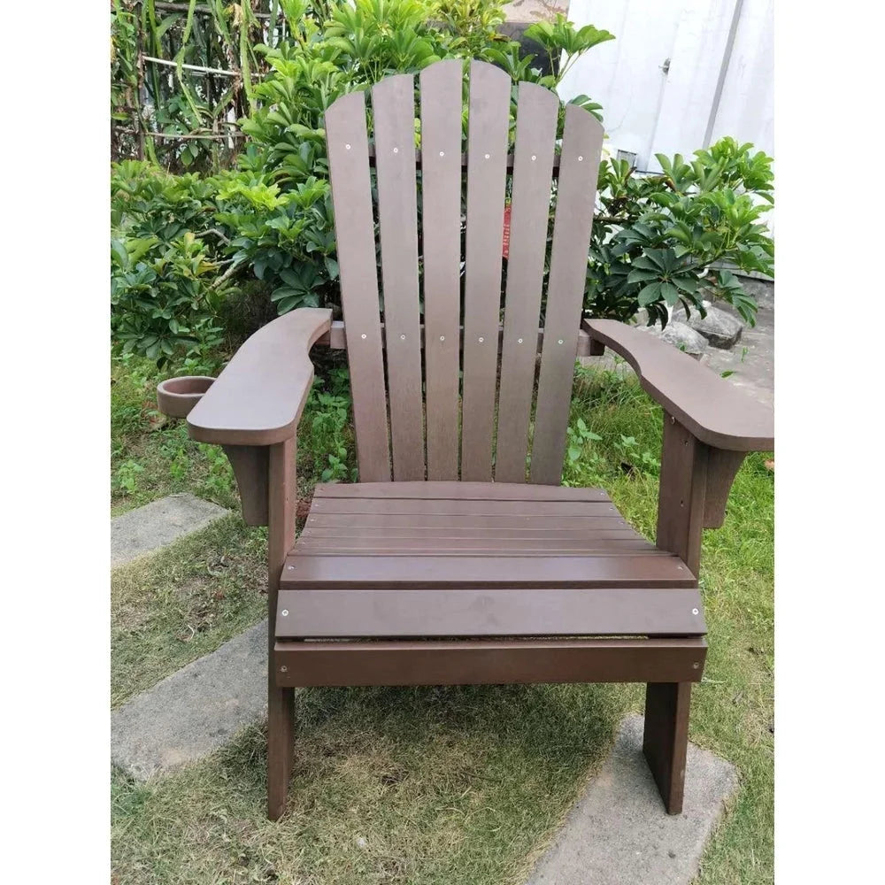 Oversized Adirondack Chair with Cup Holder Made with All-Weather Fade-Resistant Poly Lumber & 350lb