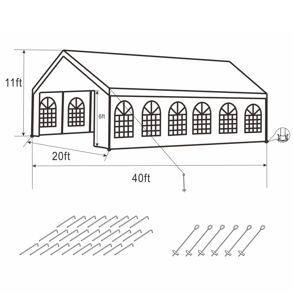 ALEKO PWT20X40 Heavy Duty Outdoor Canopy Event Tent with Windows - 20 X 40 FT - White