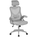 Topeakmart High Back Ergonomic Mesh Office Chair with 90° Flip-up Armrest, White/Black