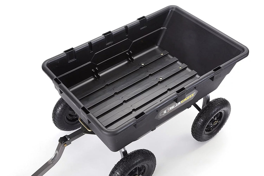 Gorilla Carts Heavy Duty Poly Yard Dump Cart Garden Wagon with 16" Tires