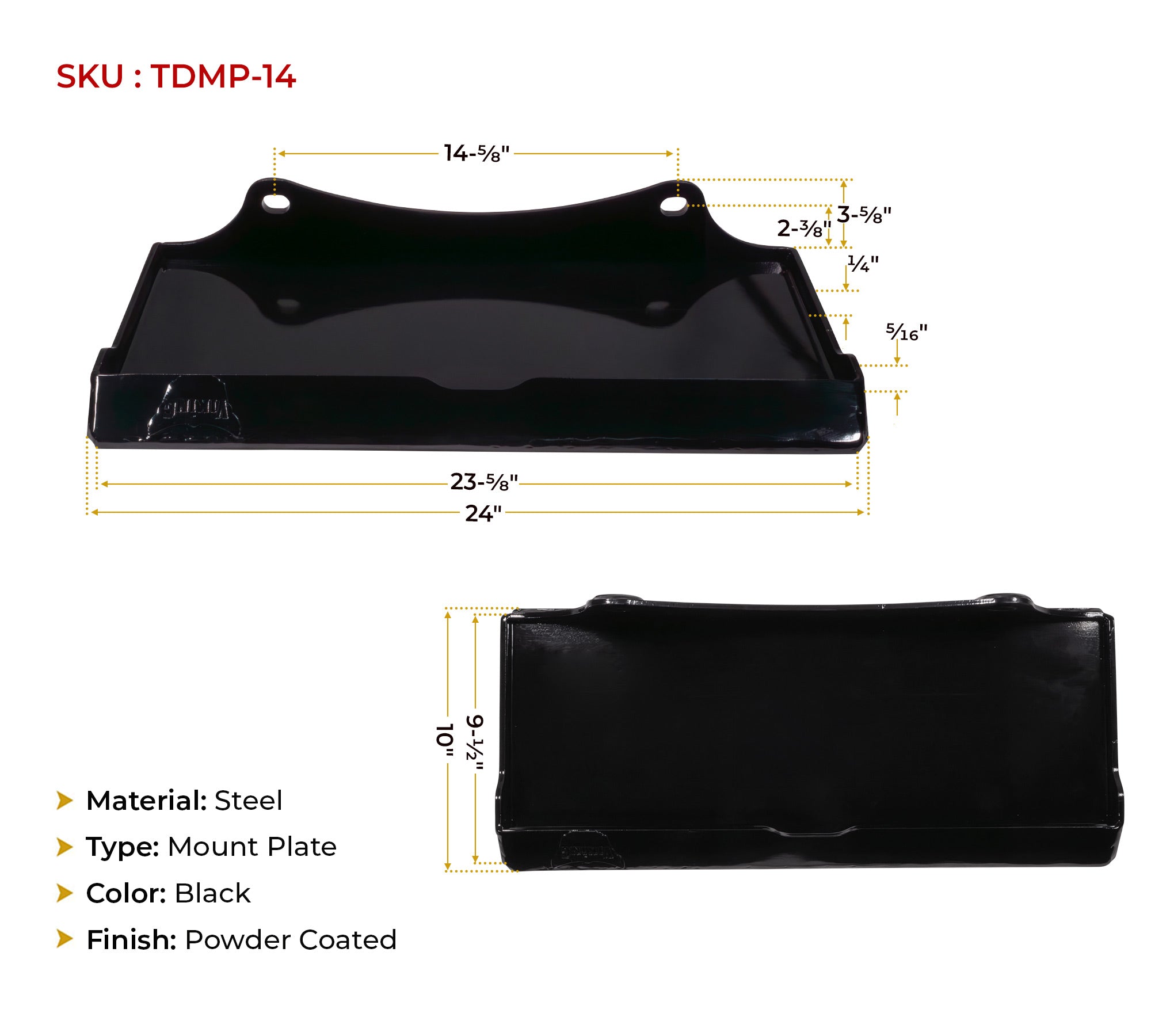 2 Pack 1/4" G50 Steel Skid Steer Quick Attachment Mount Plate Compatible With Toro Dingo and Vermeer Compact Mini Skid Steer Loader