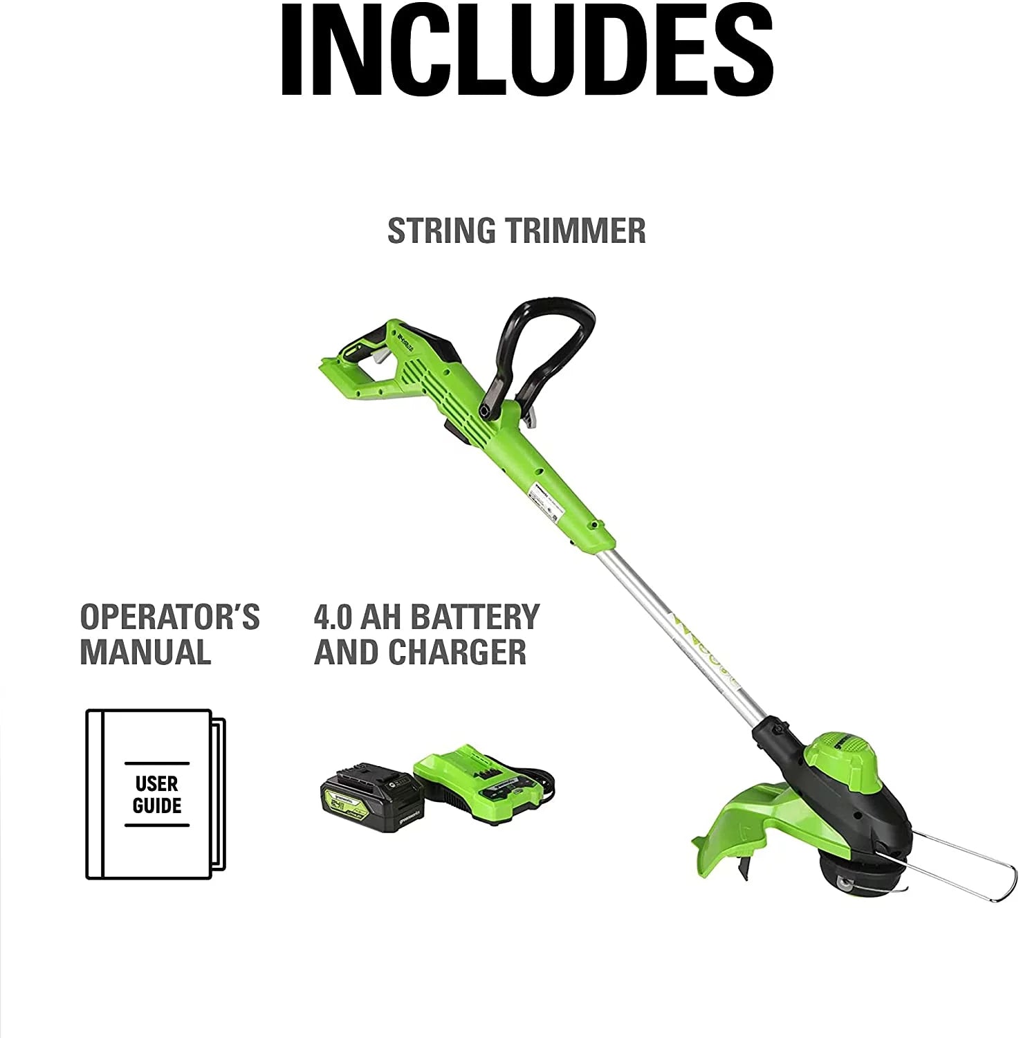 Greenworks 24V 13" Brushless Torqdrive™ String Trimmer with 4Ah USB Battery and Charger 2118202AZ