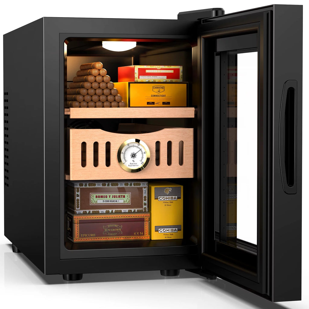 Rocita 16L Cigar Humidor, Electric Cigar Humidor Cabinet for 100 Counts with Digital Hygrometer, Spanish Cedar Lined Cigar Box, Great Gift for Father Friends Men