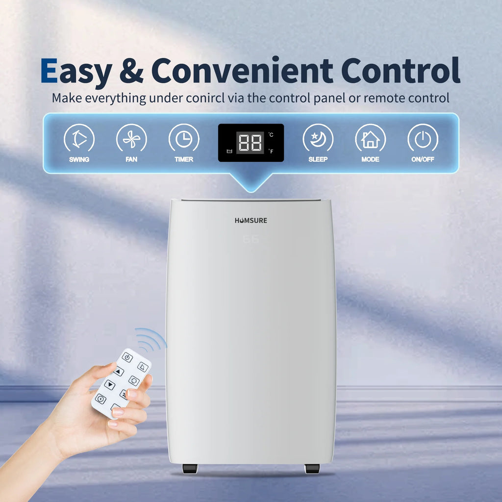 HUMSURE Portable Air Conditioner 9200 BTU (14000 BTU ASHRAE), Suitable For 700 Sq  Ft Of Rooms, Floor Standing Air Conditioning AC Unit With Remote Control And Installation Kit, 5-In-1 Function