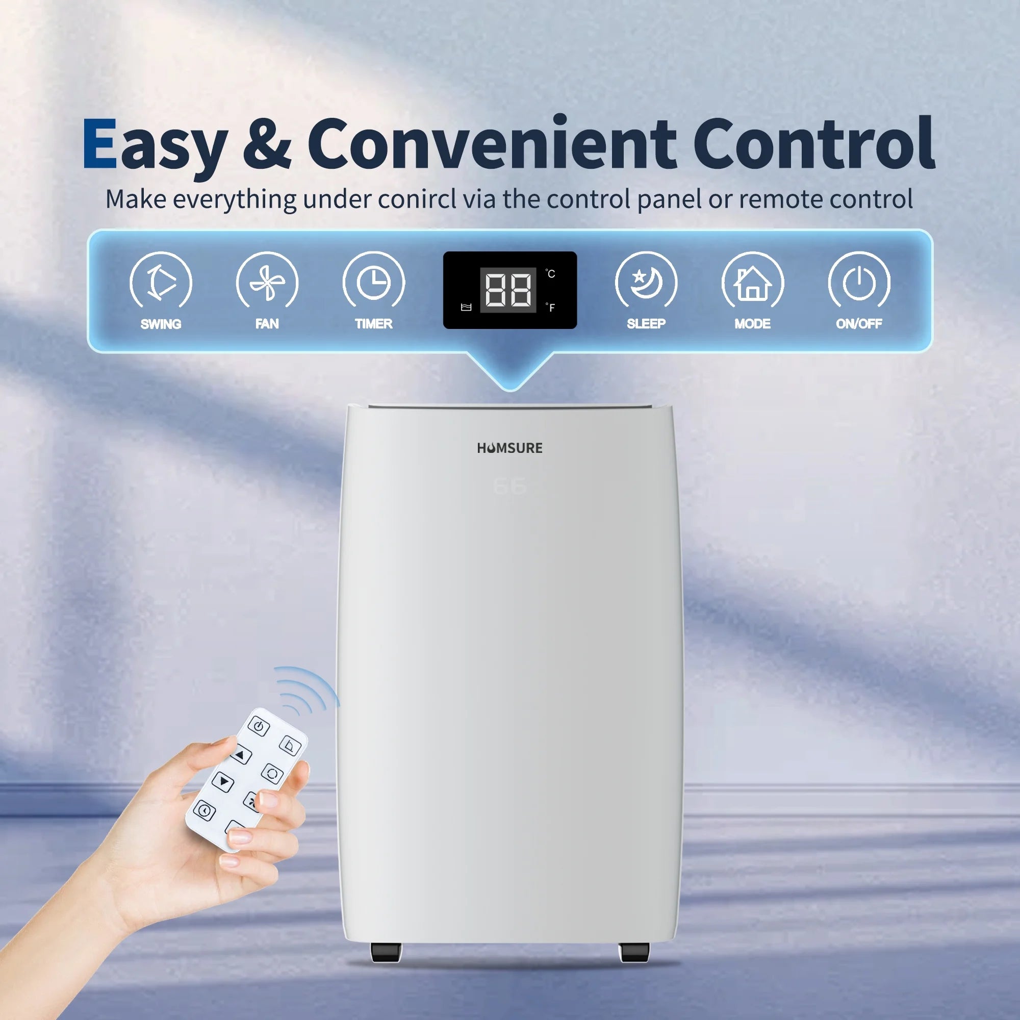 HUMSURE Portable Air Conditioner 9200 BTU (14000 BTU ASHRAE), Suitable For 700 Sq  Ft Of Rooms, Floor Standing Air Conditioning AC Unit With Remote Control And Installation Kit, 5-In-1 Function