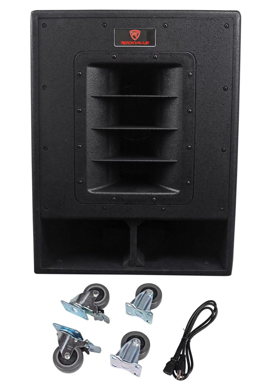 Rockville RBG15FA 15" 2400 Watt Powered Subwoofer Folded Horn PA/DJ Sub + Riser