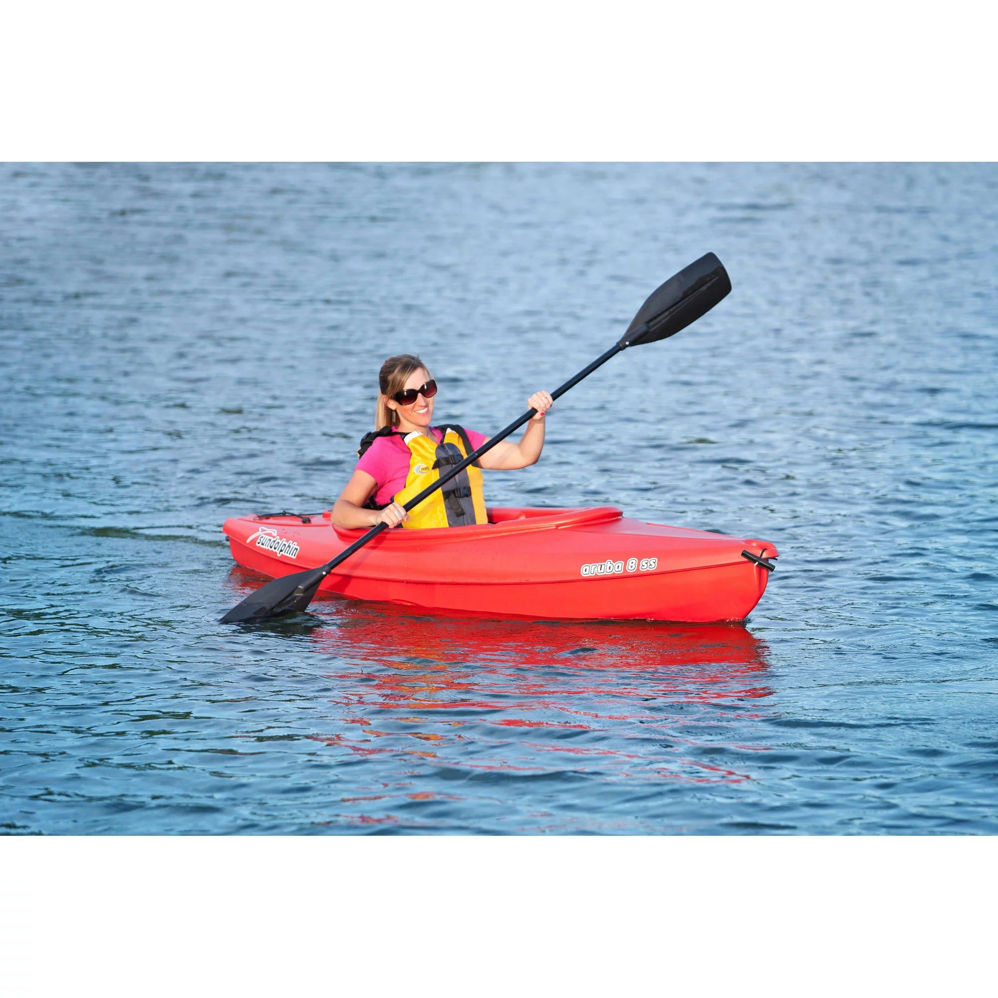 Sun Dolphin Aruba 8' Ss Sit-in Recreational Kayak Red, Paddle Included