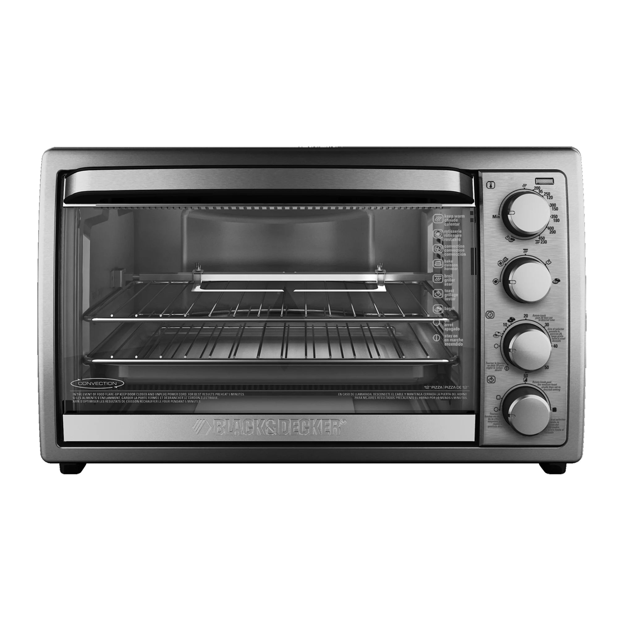 BLACK+DECKER Rotisserie Convection Countertop Toaster Oven, Stainless Steel, TO4314SSD
