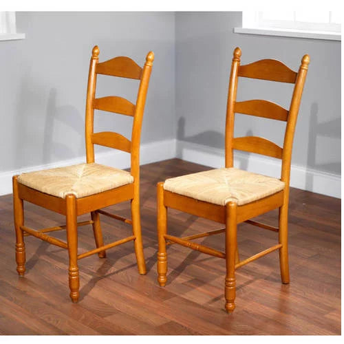 Ladder Back Rush Seat Chairs - Set of 2, Multiple Colors