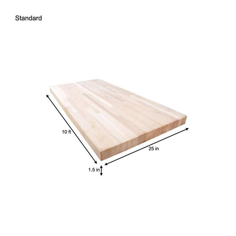 10 ft. L x 25 in. D Unfinished Maple Solid Wood Butcher Block Countertop With Eased Edge