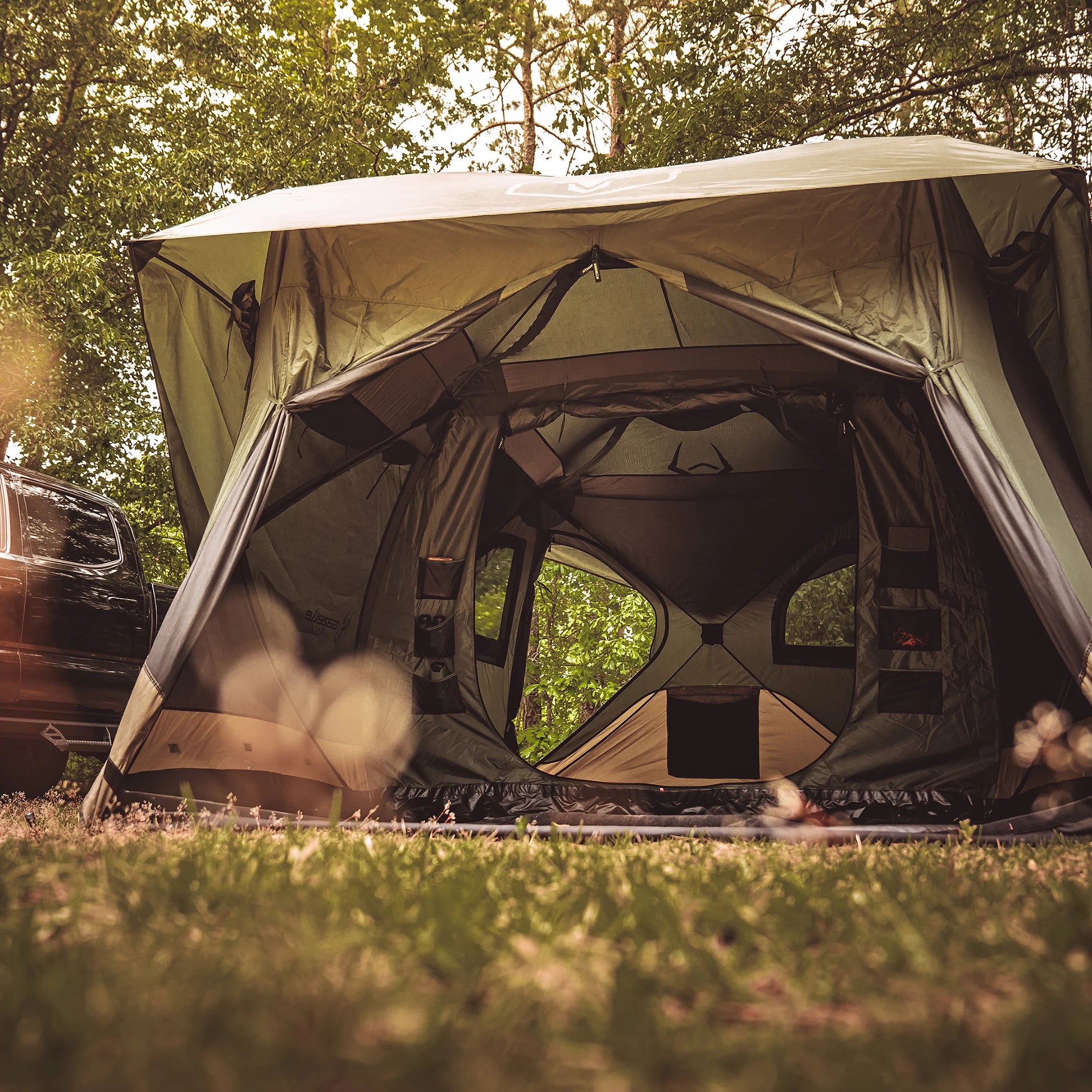 Gazelle Tents™, T4 Plus Hub Camping Tent Overland Edition, 4-8 Person, Alpine Green/Oak Moss-GT451GR