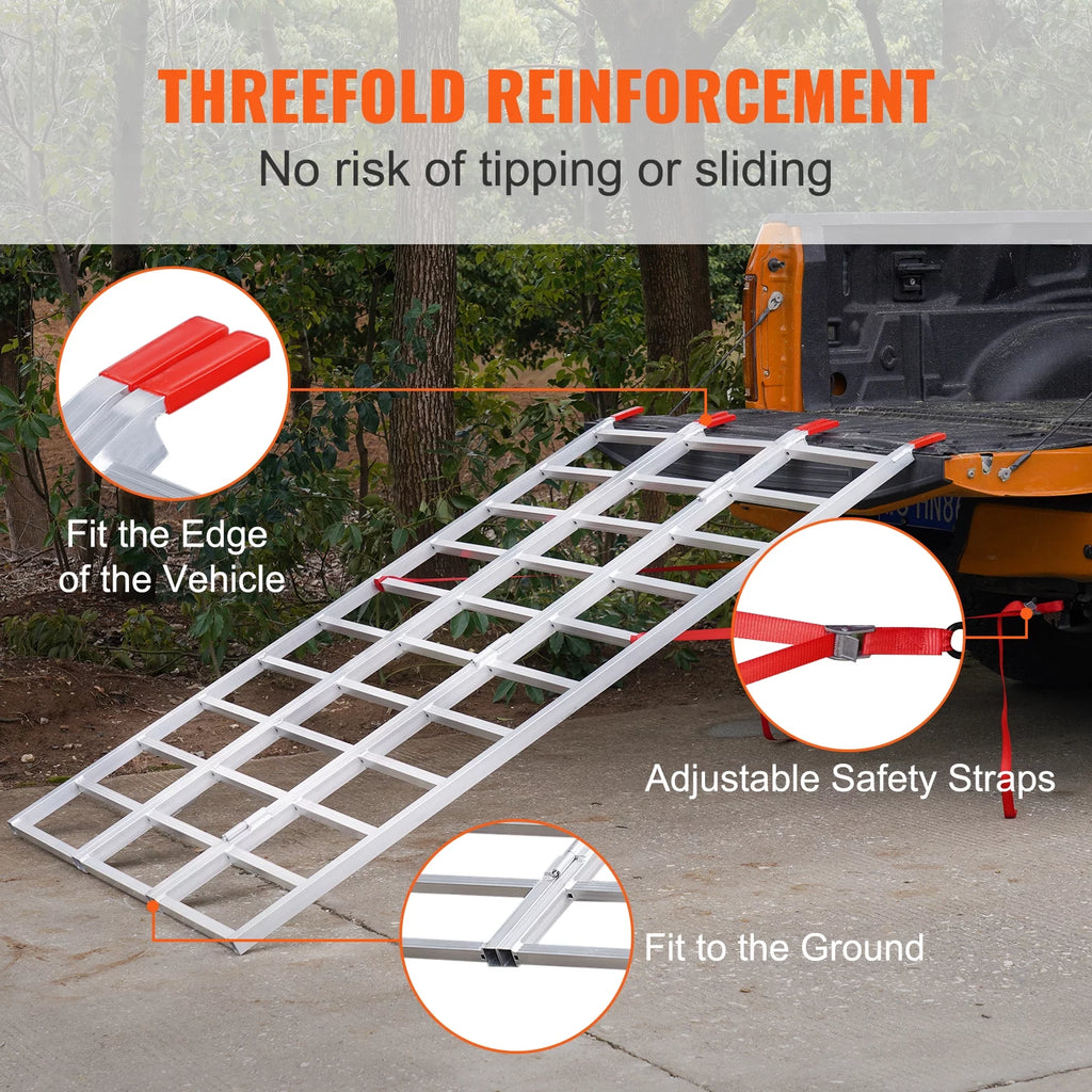 BENTISM Tri-Fold Aluminum Loading Ramp 1500 lbs 77" x 54" Non-slip Truck Ramps for Mini Bike Dirt Bike Tractors ATVs UTVs Motorcycles