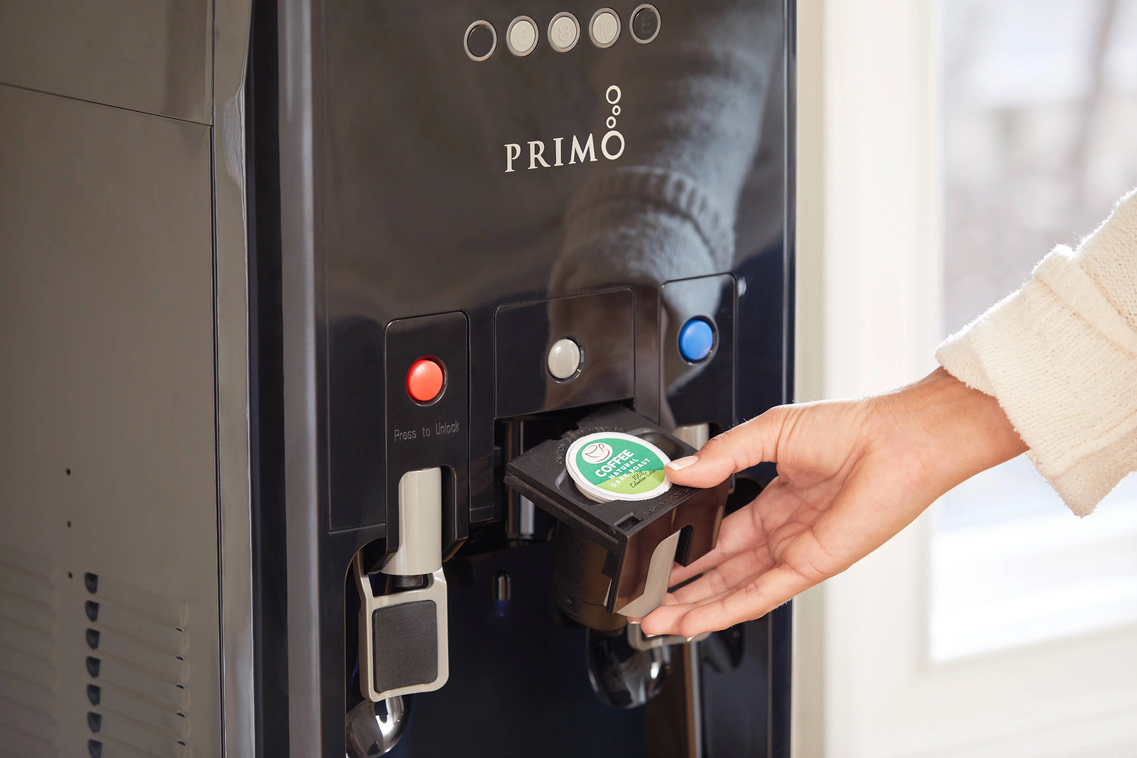 Primo Htrio Coffee K-Cup Water Dispenser Bottom Loading, Hot/Cold Temperature, Black
