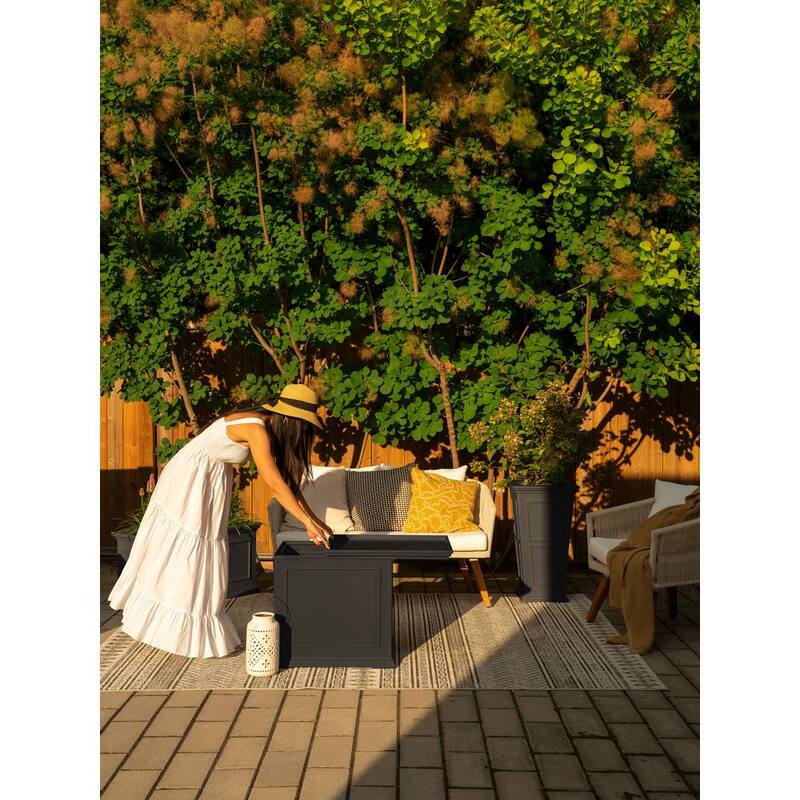 Rectangular Black Plastic 22 in. Height Outdoor Tray Side table