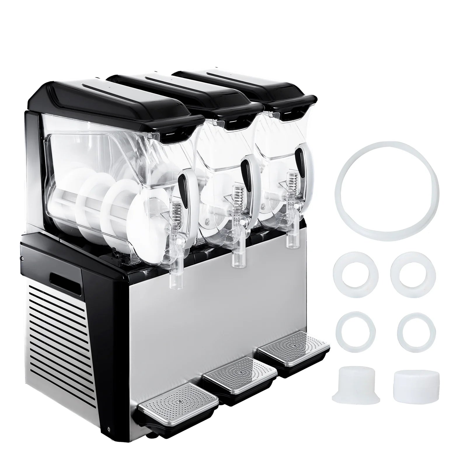 VEVORbrand 110V Commercial Slushy Machine 10L x 3 Tank Frozen Drink Machine 1250W Commercial Margarita Machine Stainless Steel Suitable, Silver