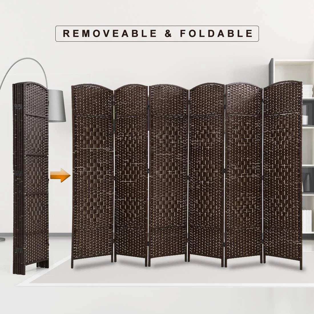 Dkeli Room Dividers and Folding Privacy Screens 6 Panel Portable Privacy Partition, Brown