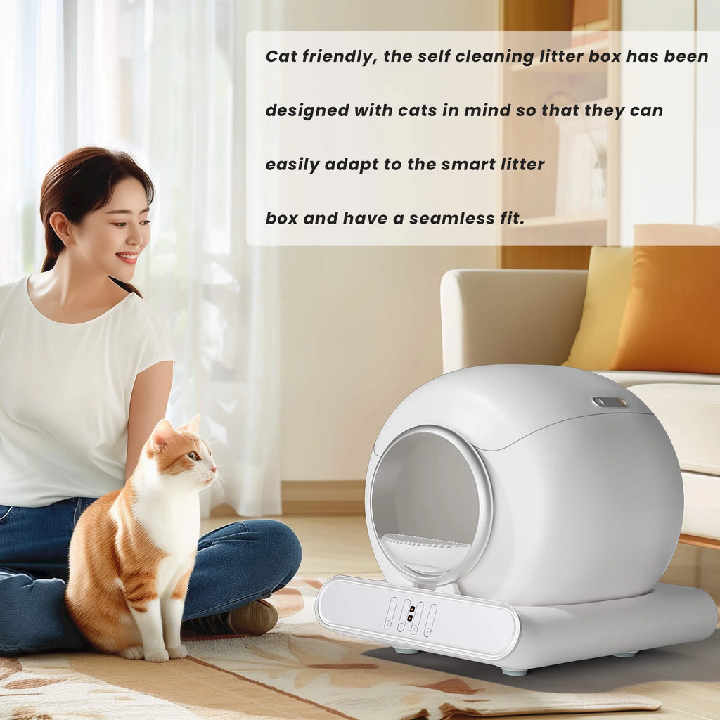 Next-Gen Intelligent Silent Automatic Self-Cleaning Litter Box | Smart Cat Litter Robot for 1-3 Cats Households | App Control