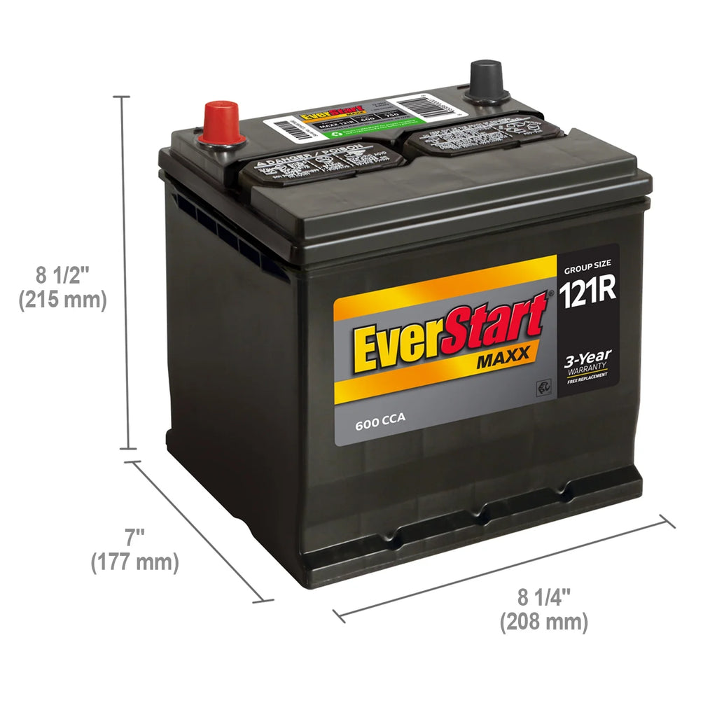 EverStart Maxx Lead Acid Automotive Battery, Group Size 121R 12 Volt, 600 CCA