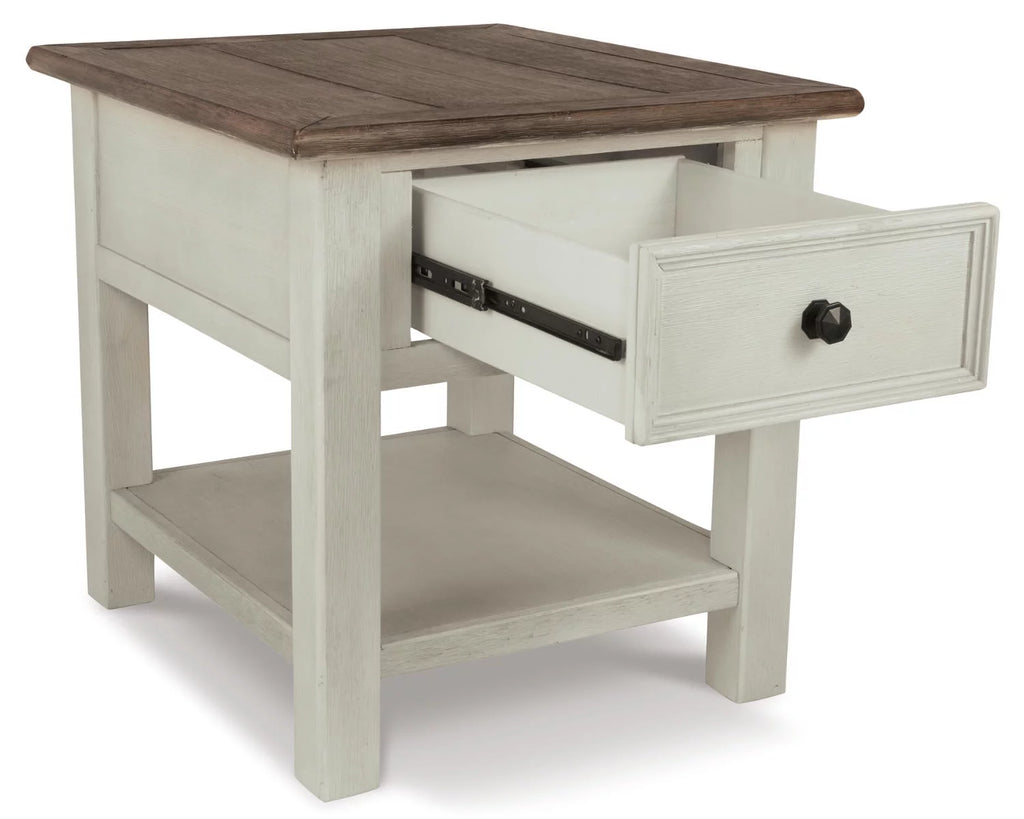 Signature Design by Ashley Casual Bolanburg Chairside End Table with USB Ports & Outlets  Two-tone