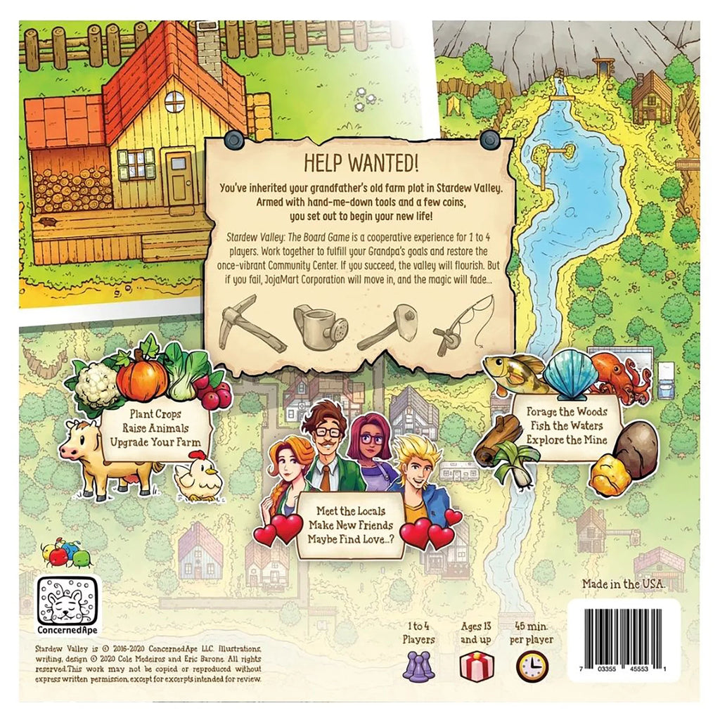 Stardew Valley: The Board Game - CONCERNEDAPE, A Cooperative Farming & Friendship Game, Based On The Video Game, Family Game Night, 1-4 Players, Ages 13+, 45 Min Per Player