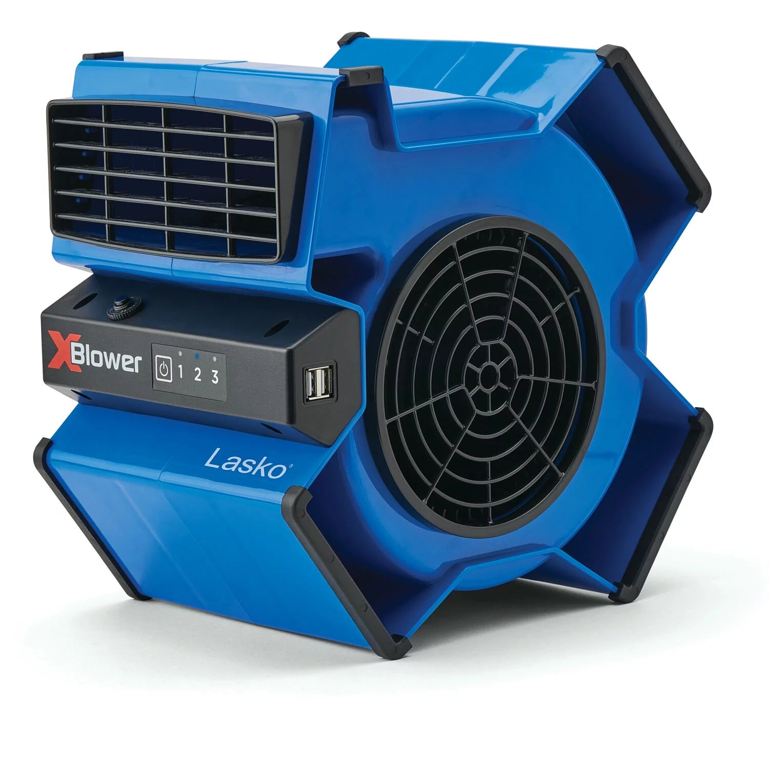 Lasko X-Blower 6 Position Blower Fan with Accessory Outlet and USB Ports, X12904, Gray