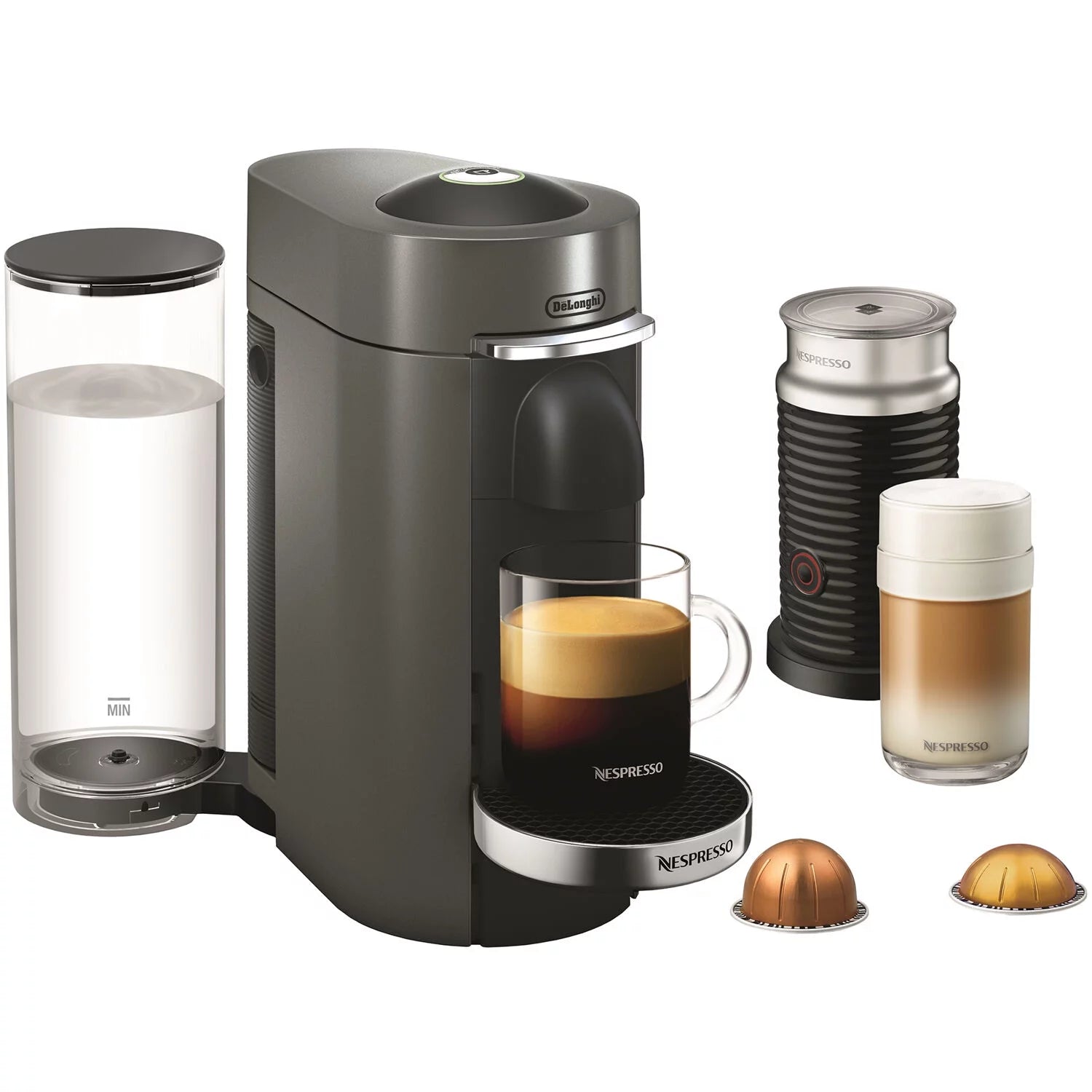 Nespresso Vertuo Plus Deluxe Coffee & Espresso Machine by De'Longhi with Aerocinno, Titan
