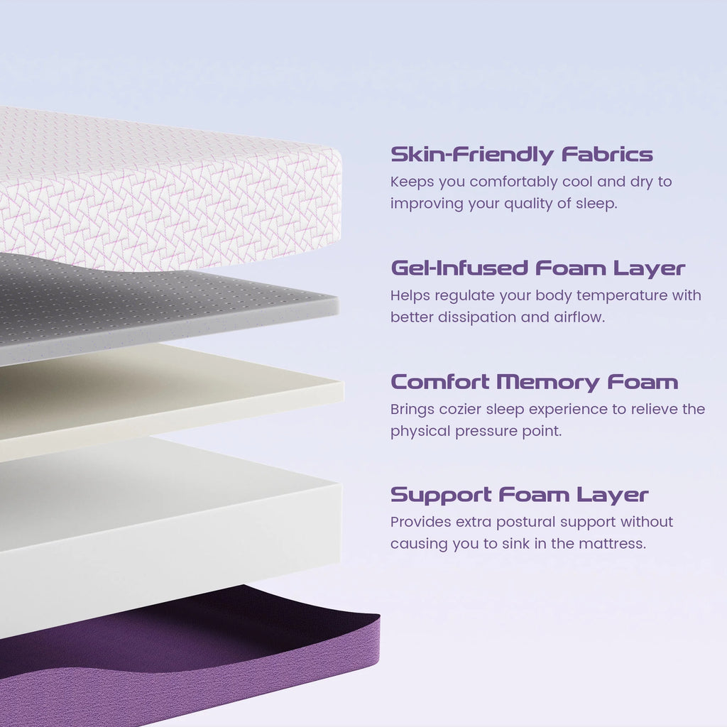 Memory Foam Mattress Queen, Sersper 10 inch Cooling Gel Memory Foam Mattress in a Box, Medium firm