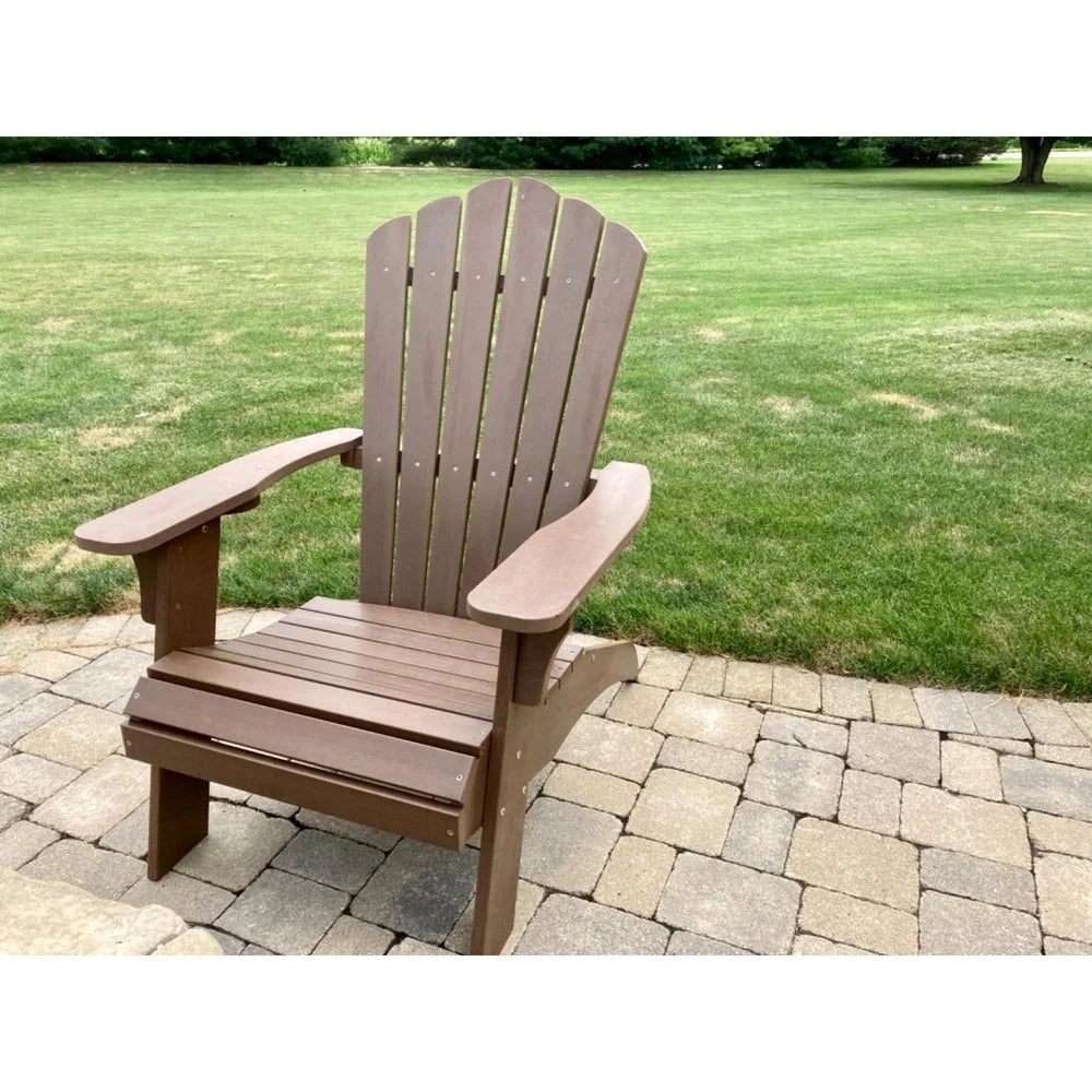 Oversized Adirondack Chair with Cup Holder Made with All-Weather Fade-Resistant Poly Lumber & 350lb